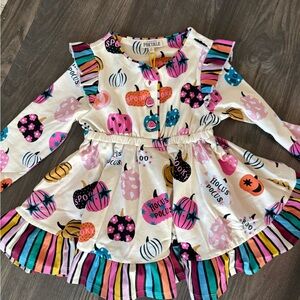 Finding Foxtale brand Hocus Pocus Colorful Halloween-Themed Kids Casual Dress